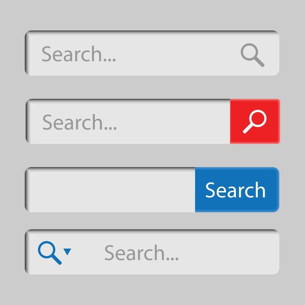 Web search field. Search bar set vector interface elements