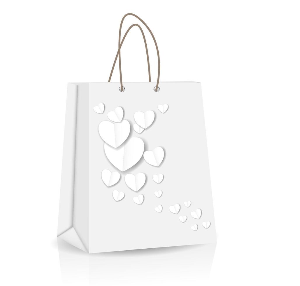Empty Shopping Bag with heart for advertising and branding vector