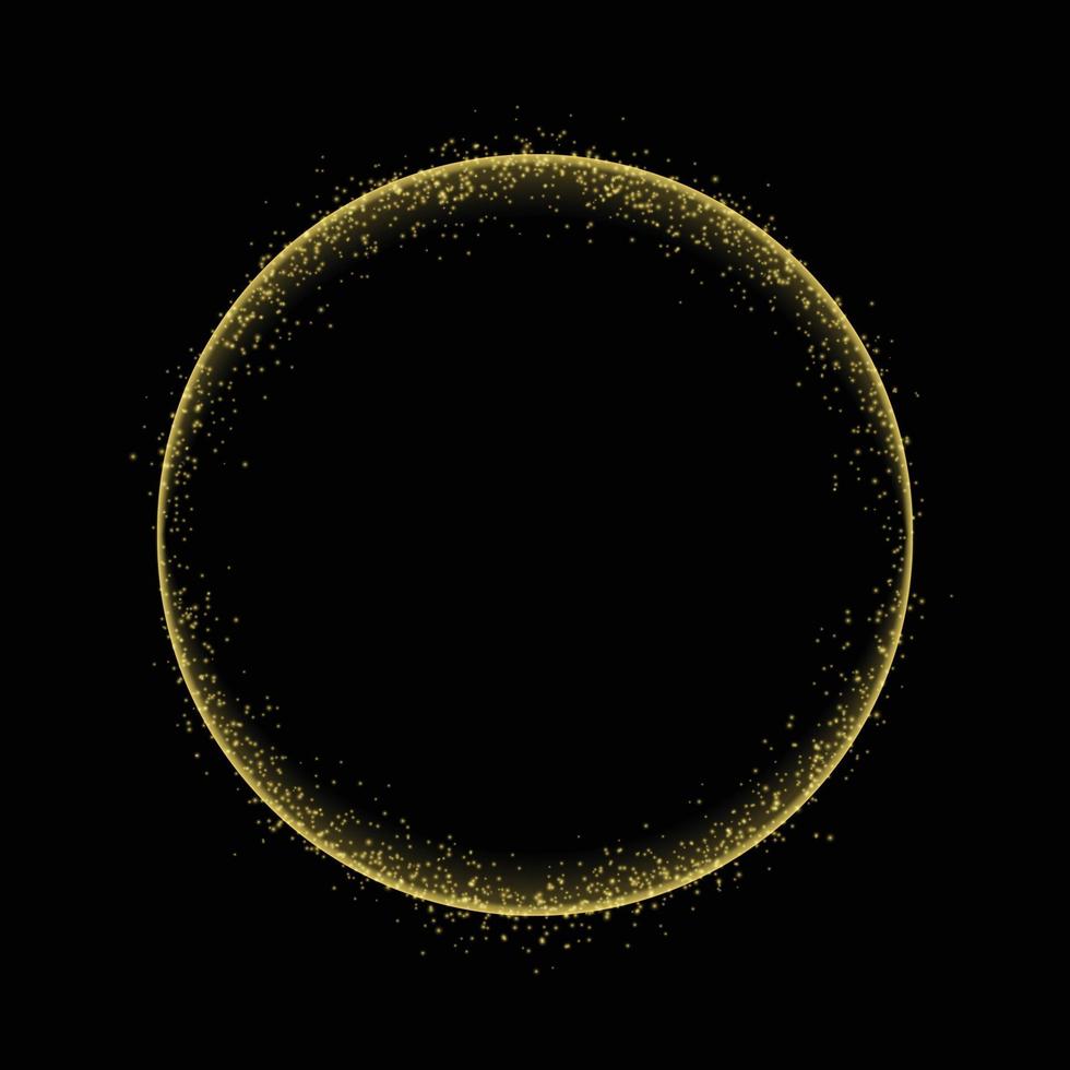 Marco de círculo dorado con efecto de luz brillante. plantilla para tu diseño vector