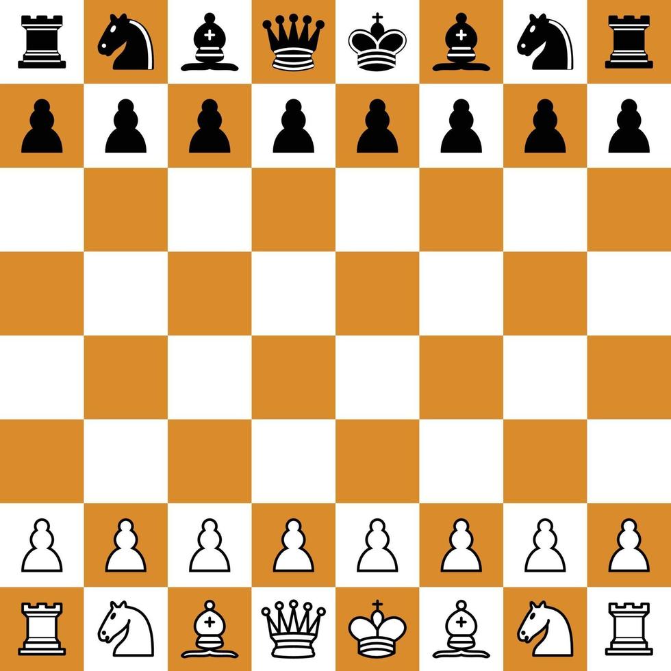 chess checker board with chess pieces. Template for your design vector