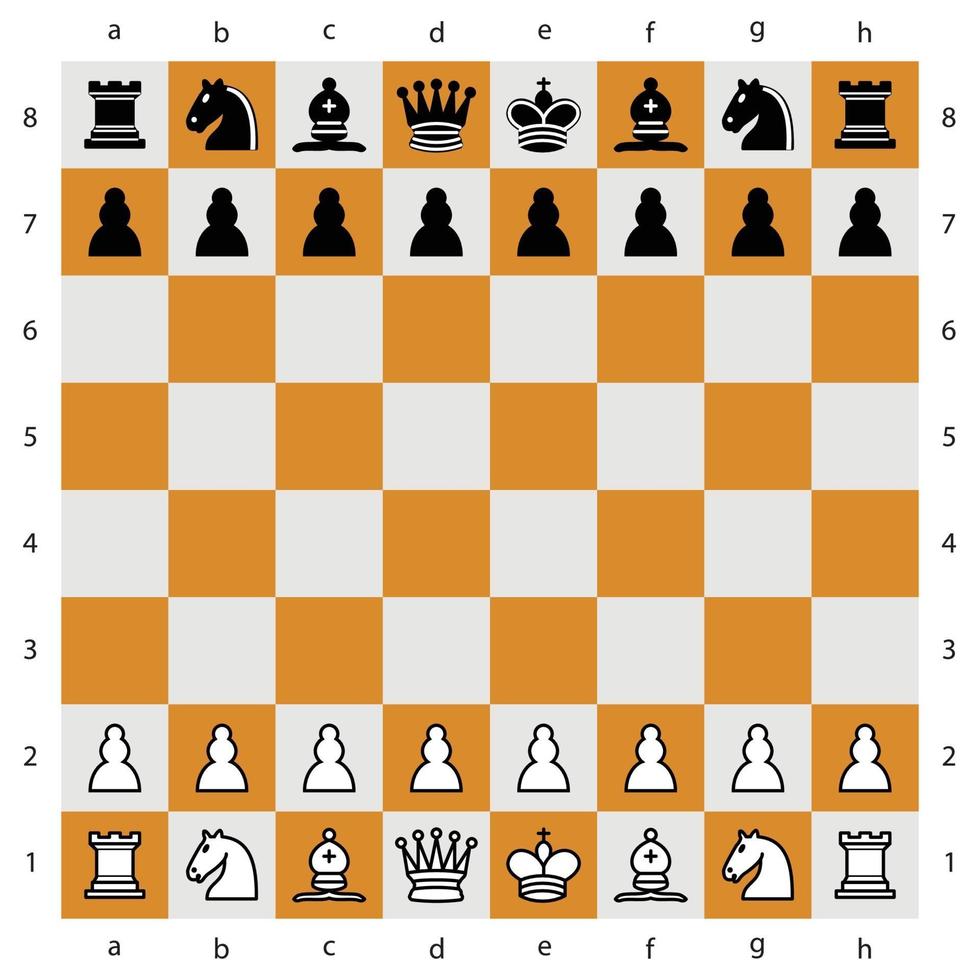 chess checker board with chess pieces. Template for your design vector