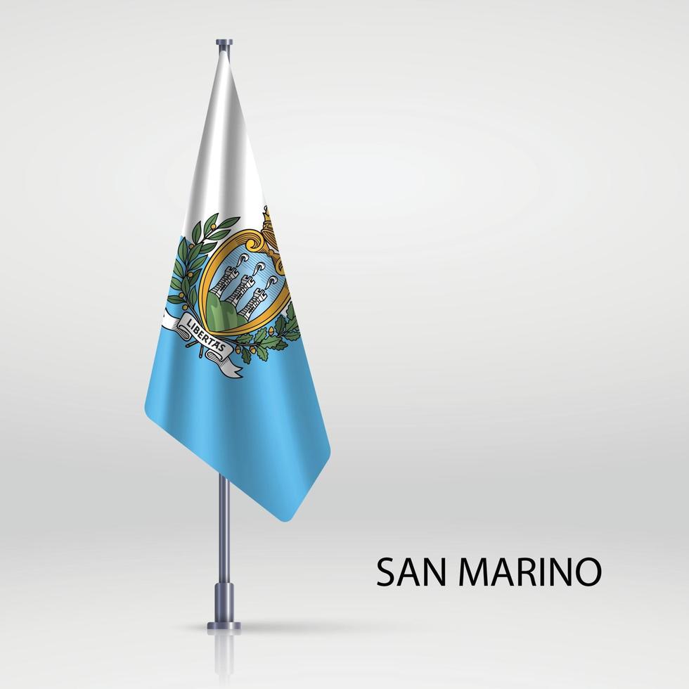 bandera colgante en plantilla de mástil de bandera para su diseño vector