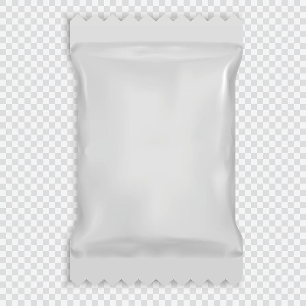 Toallitas húmedas de papel de aluminio de embalaje de plantilla en blanco blanco realista. vector