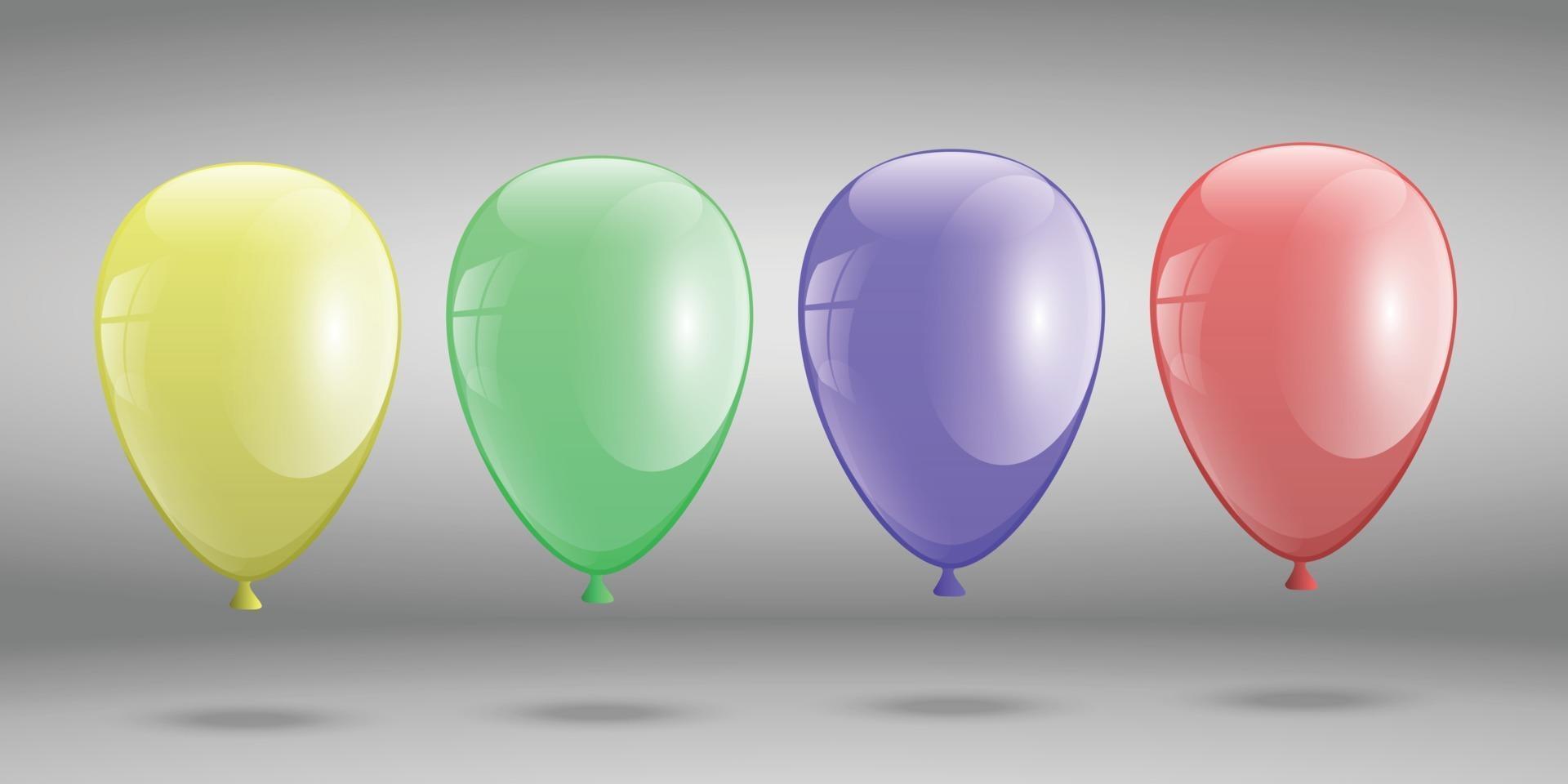 set of 3d Realistic Colorful Balloons. vector