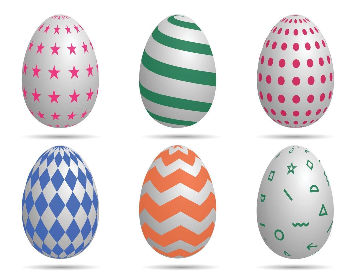 Happy Easter.Set of Easter eggs with different texture vector