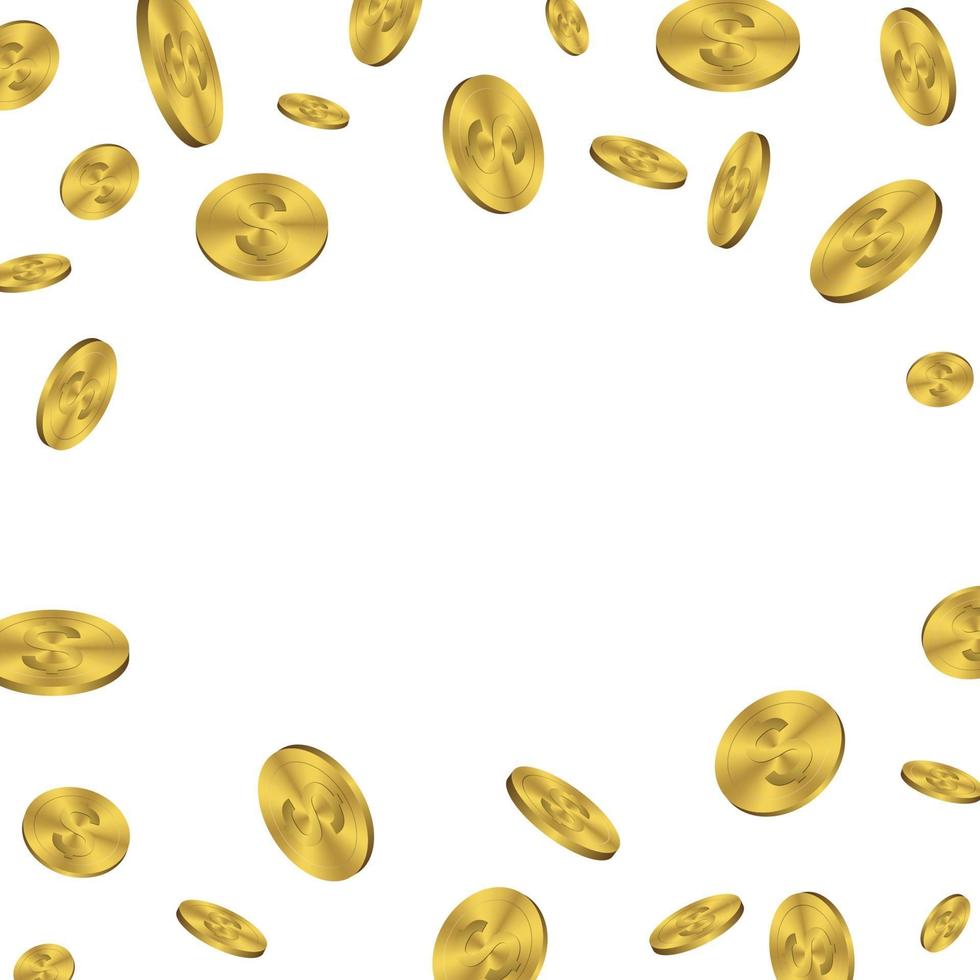 Realistic Gold coins explosion on transparent background vector