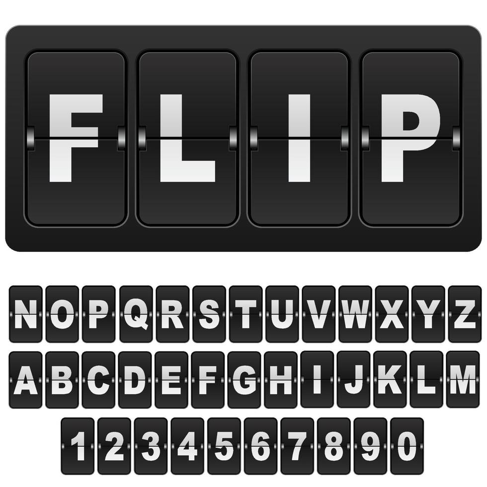 Flip countdown digital calendar clock numbers and letters. vector