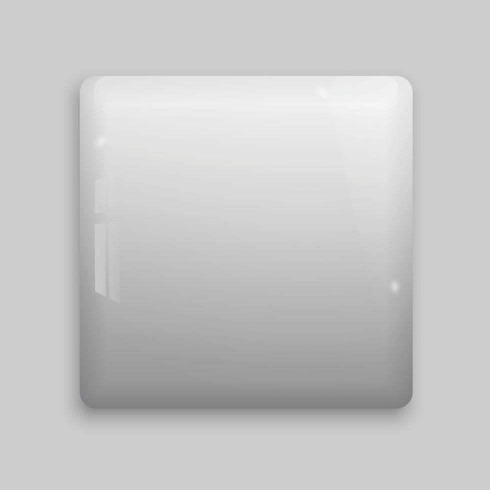 white square glossy badge or button. vector