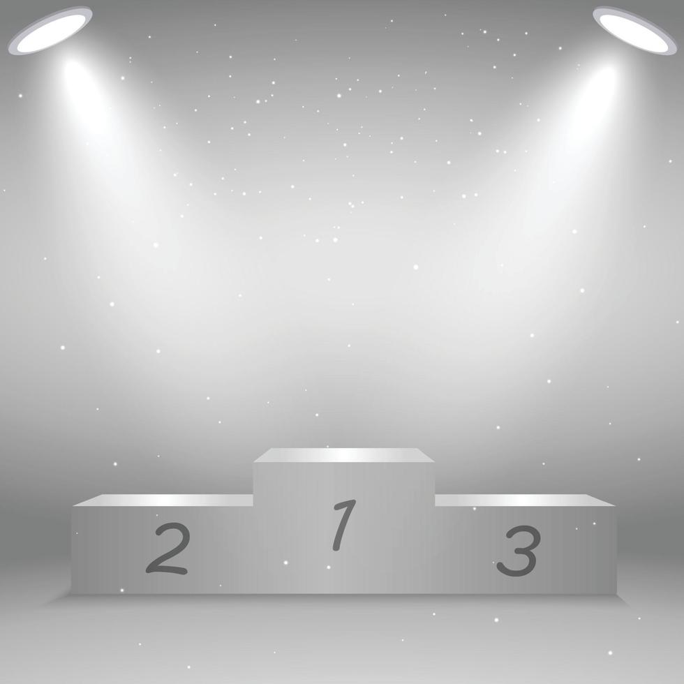 Illuminated realistic sport winners 3d podium. Pedestal for winners. vector