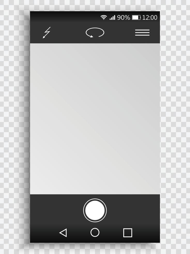 Screen of smartphone with camera interface. viewfinder display vector