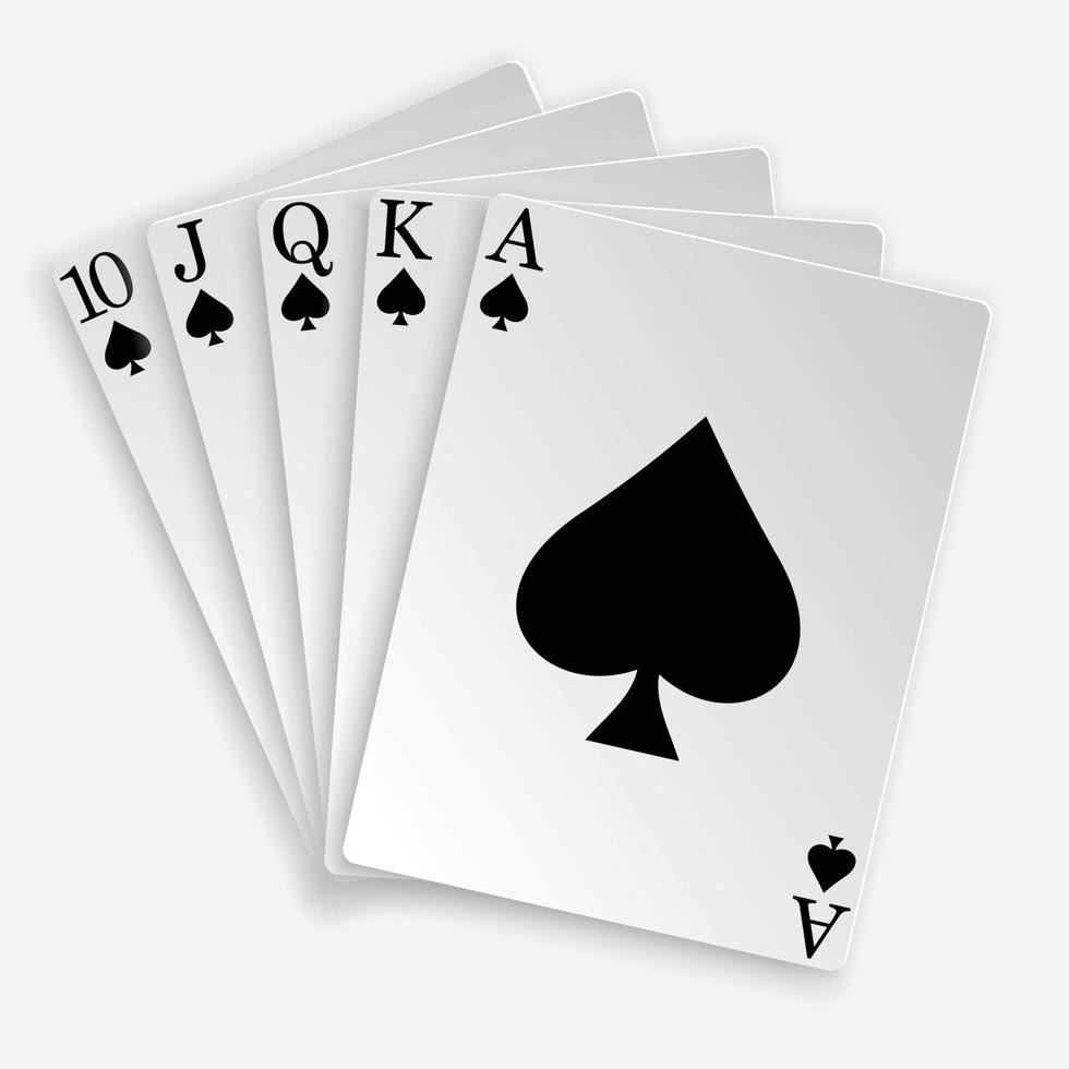 royal straight flush playing cards poker hand vector