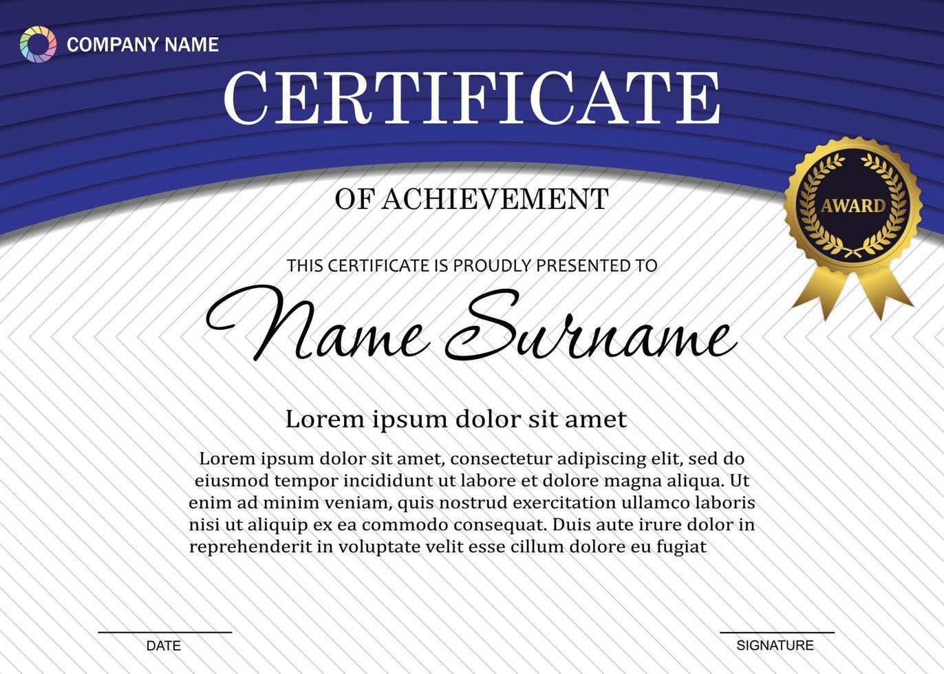 certificate or diploma template with luxury pattern,and award symbol vector