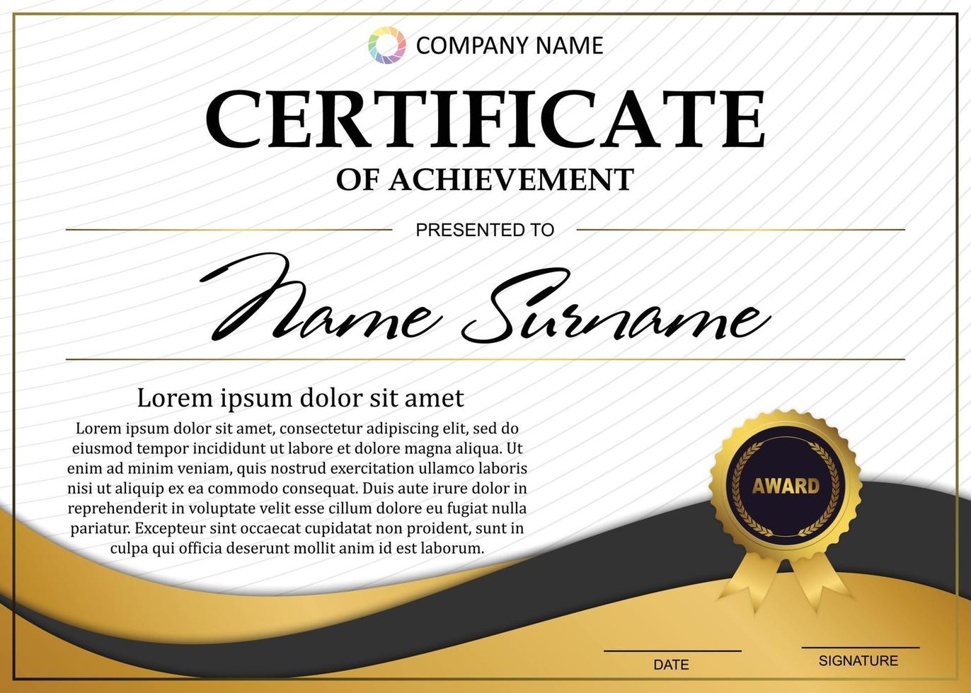 certificate or diploma template with luxury pattern,and award symbol vector