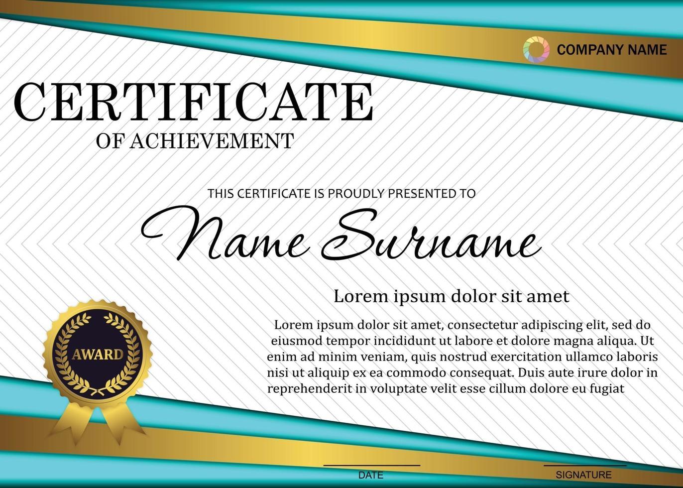 certificate or diploma template with luxury pattern,and award symbol vector