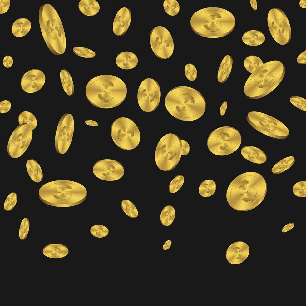 Realistic Gold coins explosion on transparent background vector
