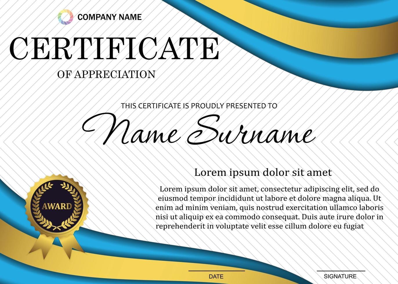 certificate or diploma template with luxury pattern,and award symbol vector