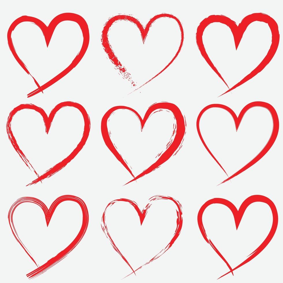 Hand drawn hearts vector