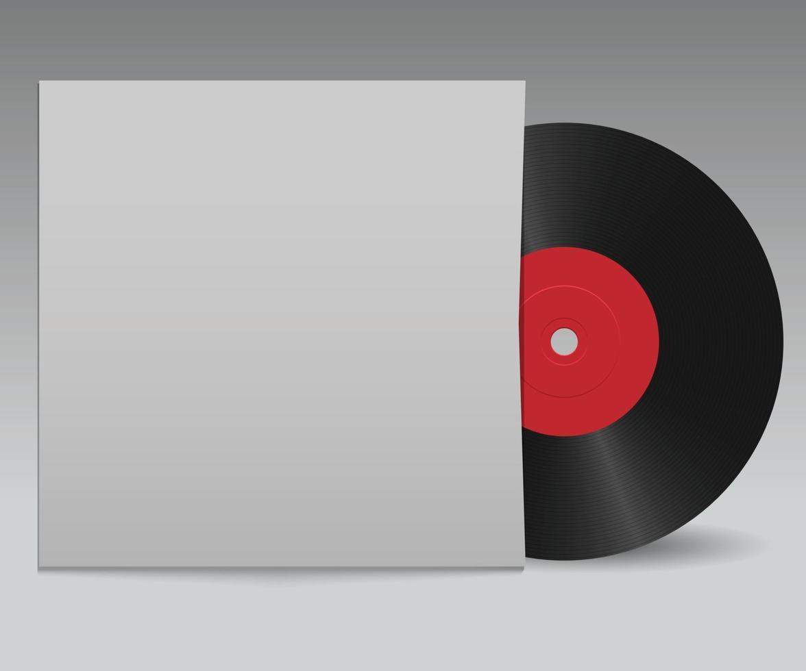 Vinyl record with red label and white cover vector