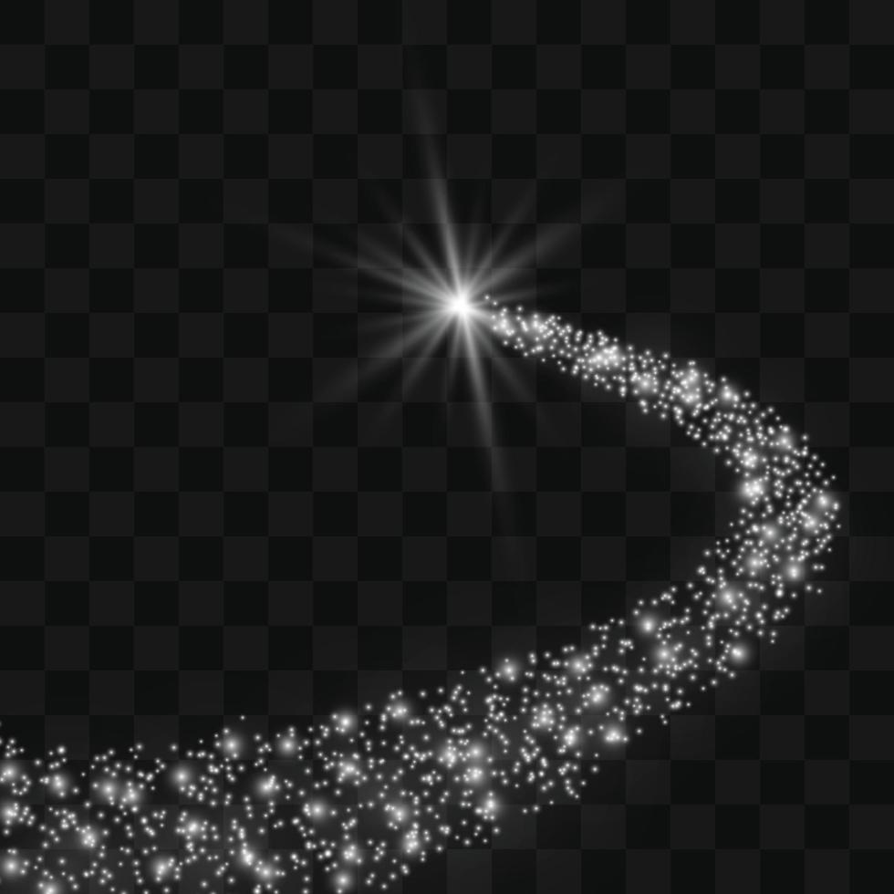 magic light trail of glittering comet tail. vector