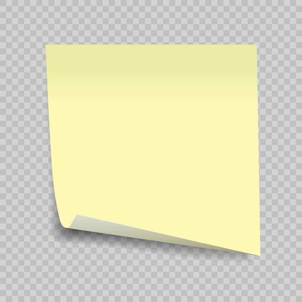 sticky note isolated on transparent background. Office paper sheet. vector