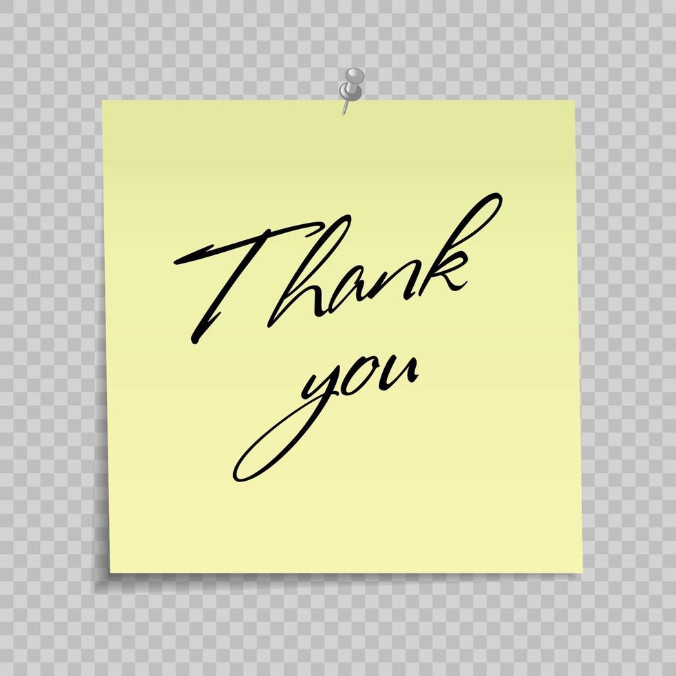 Yellow Sticky Note With Thank you Message vector