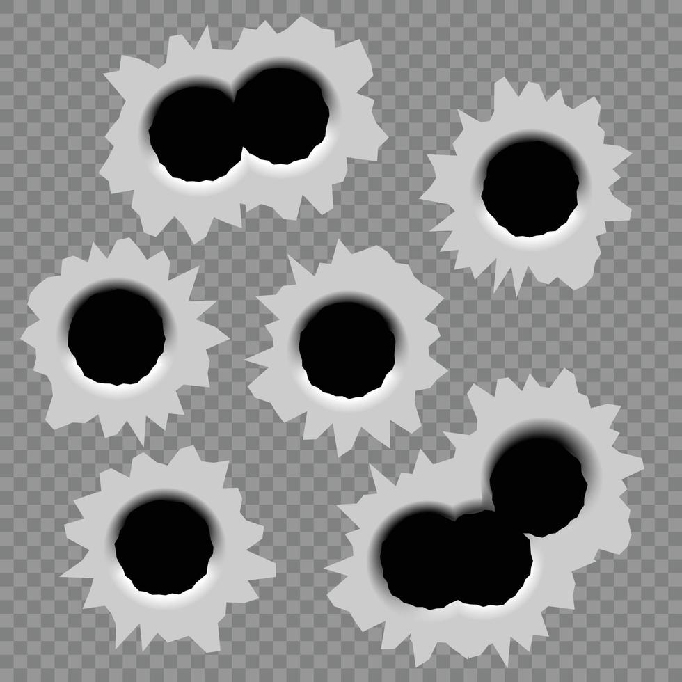 Bullet hole isolated isolated on transparent background. vector