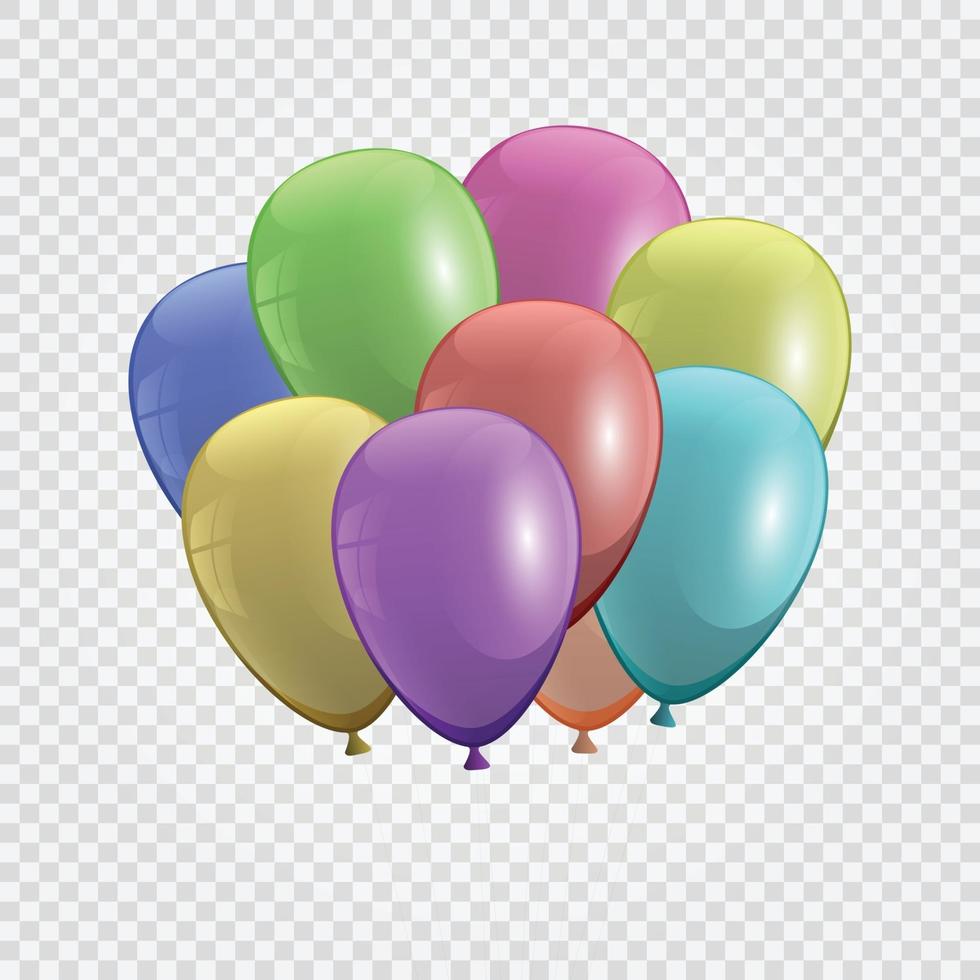 3d Realistic Bunch of Birthday Balloons Flying for Party vector