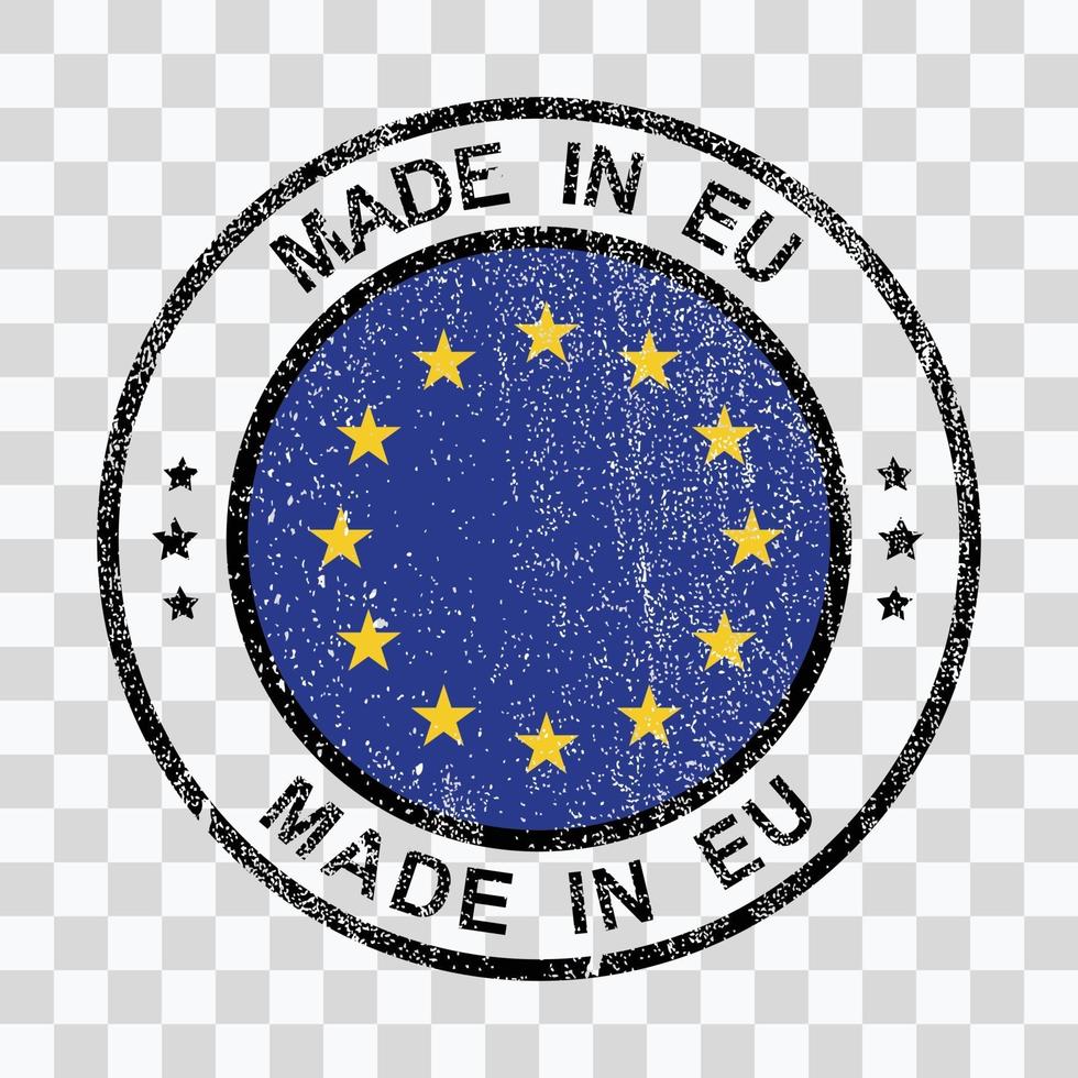 hecho en sello de la unión europea en icono aislado de estilo grunge vector