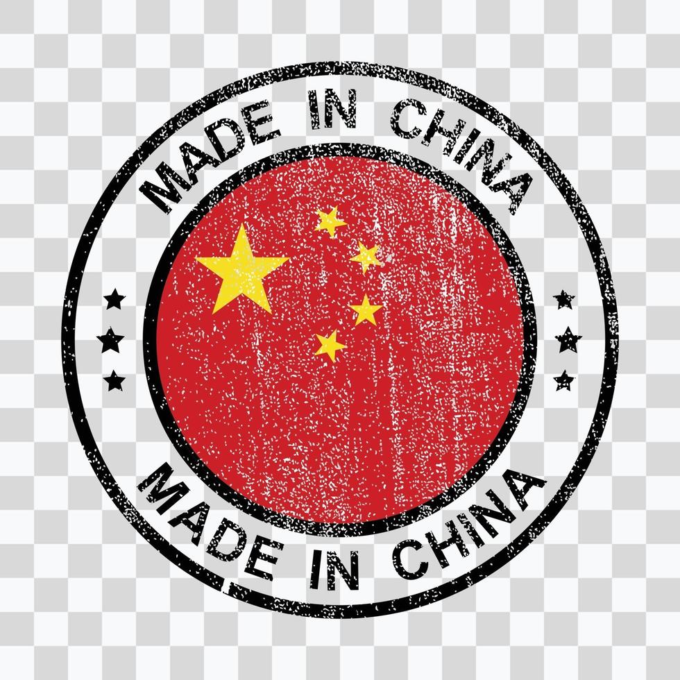 Made in China stamp in grunge style isolated icon vector