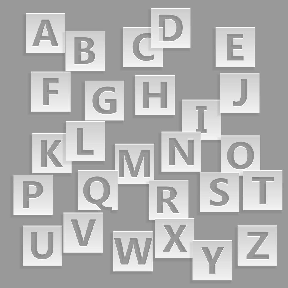 Floating cut paper letters and numbers of the alphabet vector