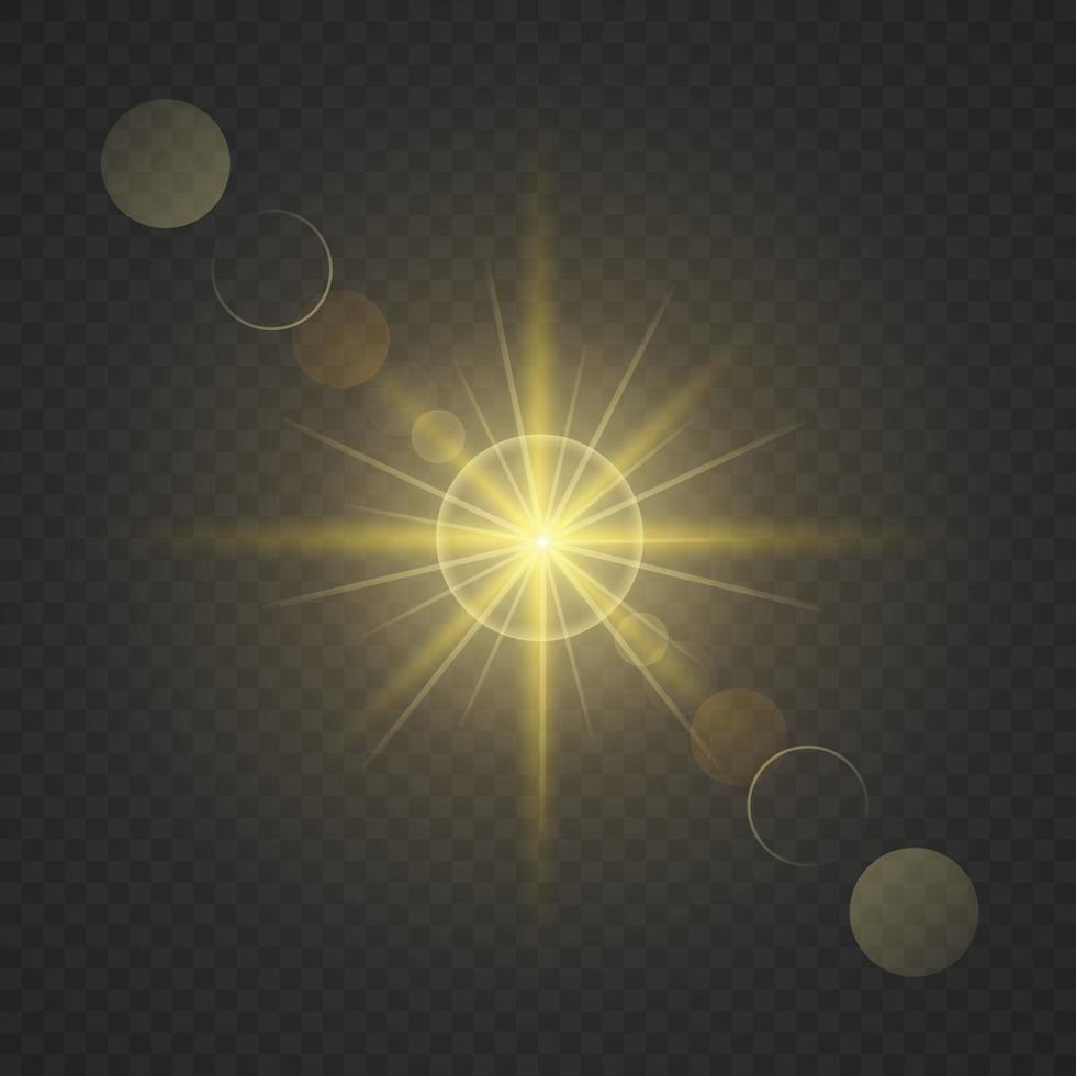 Sun light flash with lens flare effect Template for your design vector