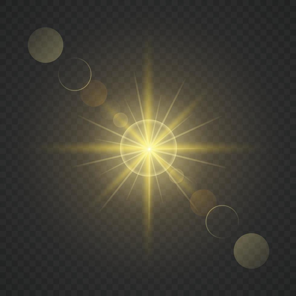 Sun light flash with lens flare effect Template for your design vector