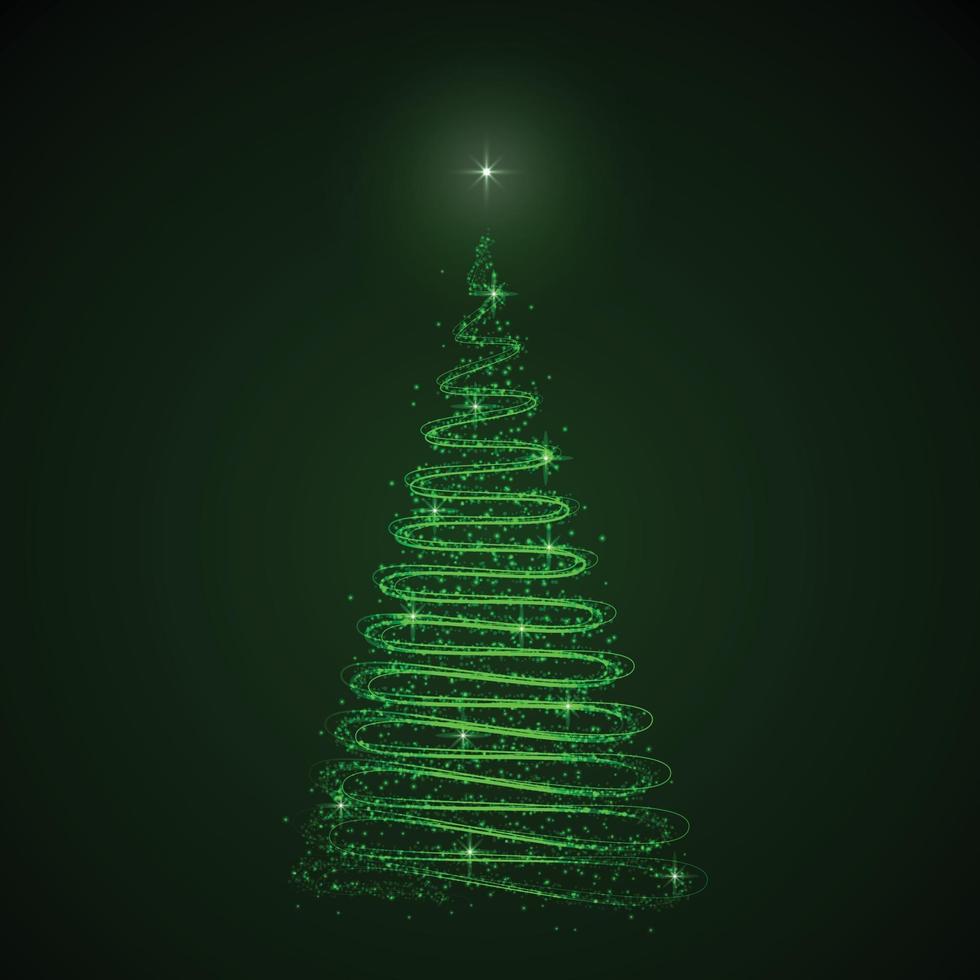 Abstract Christmas tree on dark background. Template for your design vector