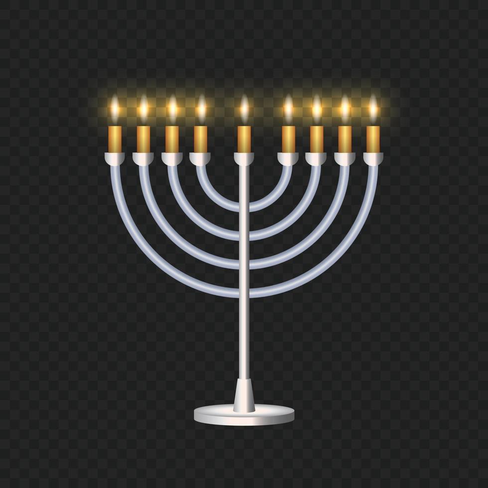 Brightly glowing Hanukkah menorah Template for your design vector