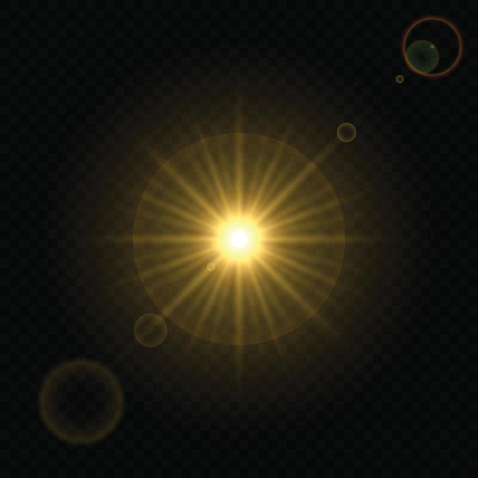 Sun light flash with lens flare effect Template for your design vector