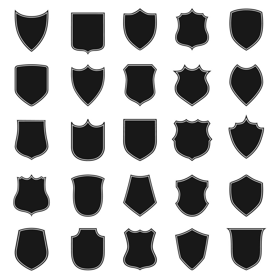 plantilla de forma de escudo negro vectorial para su diseño vector