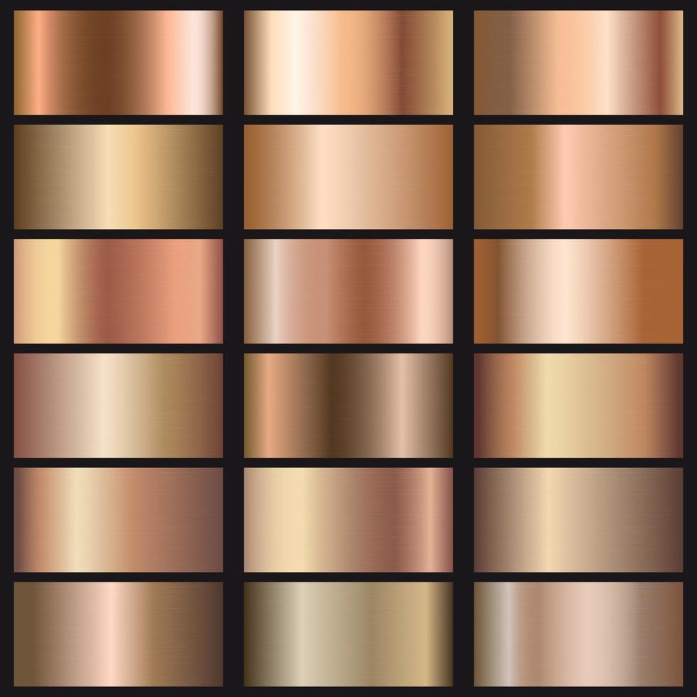 Set of rose gold gradients texture. Template for your design vector