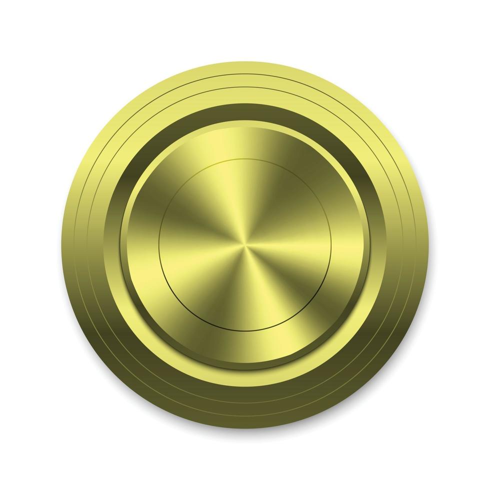 plantilla de botón de círculo dorado para su diseño vector