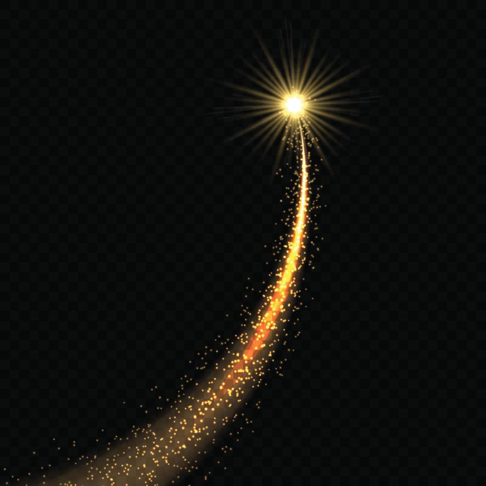 Gold comet on transparent background. Template for your design vector