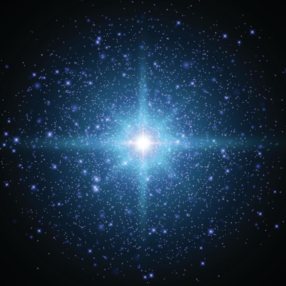 Fondo de espacio de ráfaga de estrellas con destellos. plantilla para tu diseño vector