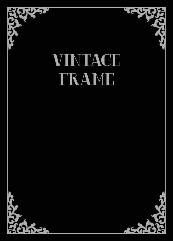 Frame Floral Ornament Black Grey Background vector