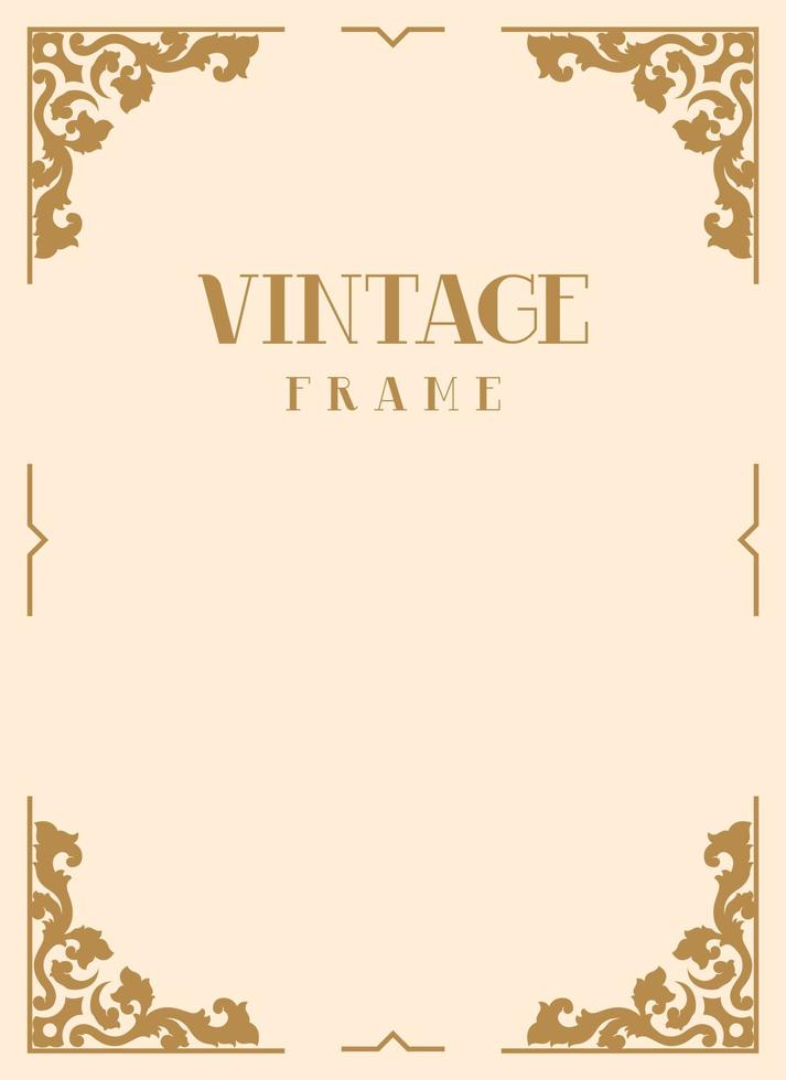 Gold Vintage Floral Ornament Frame Background vector