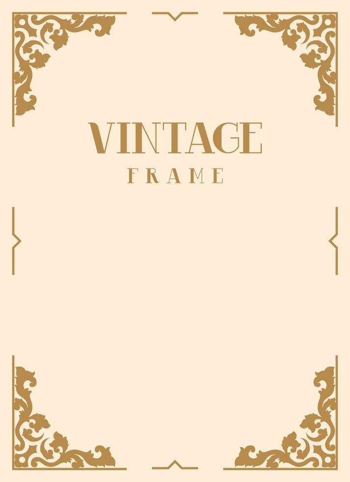 Gold Vintage Floral Ornament Frame Background vector