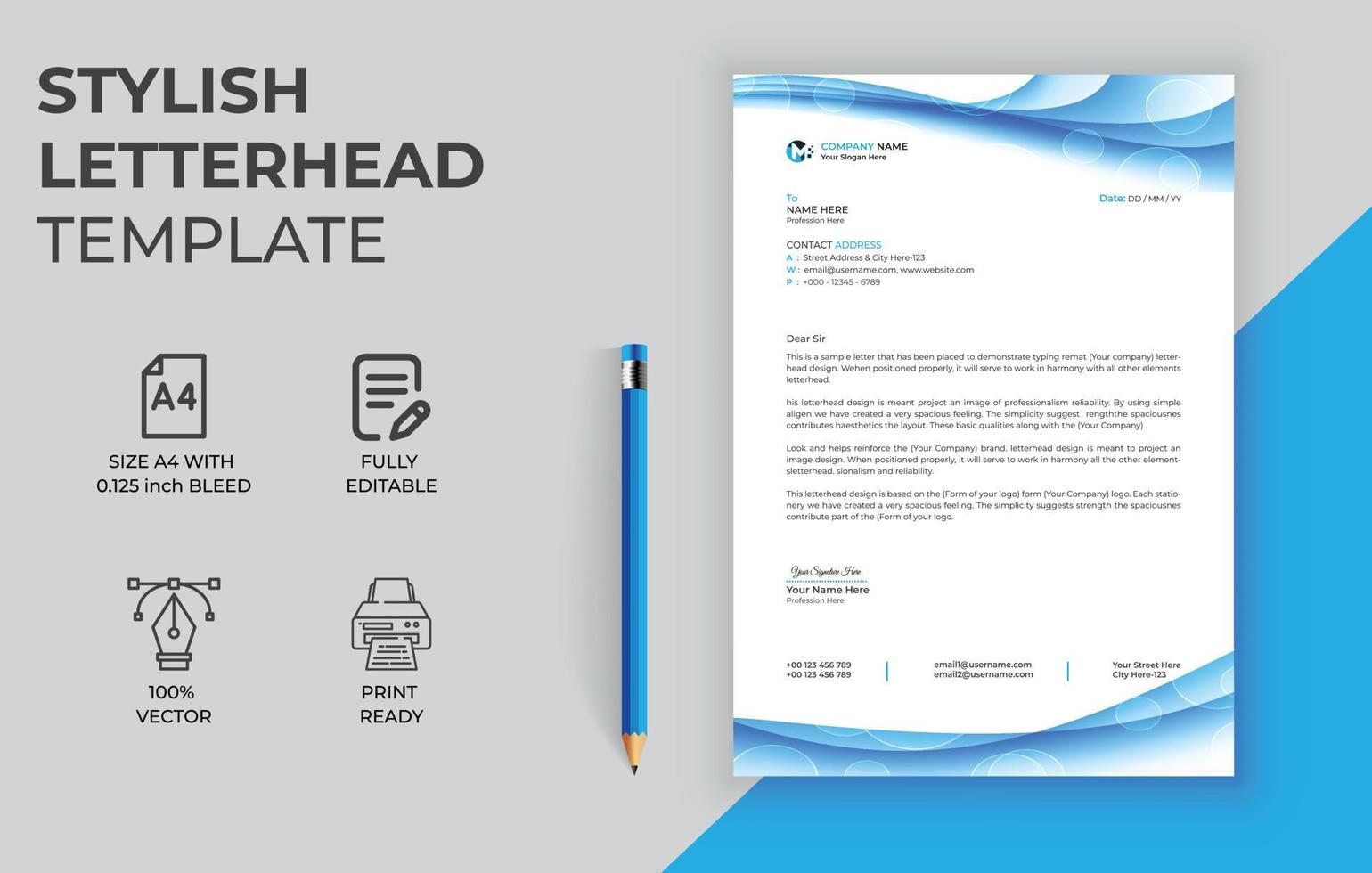 New and Corporate letterhead template design vector