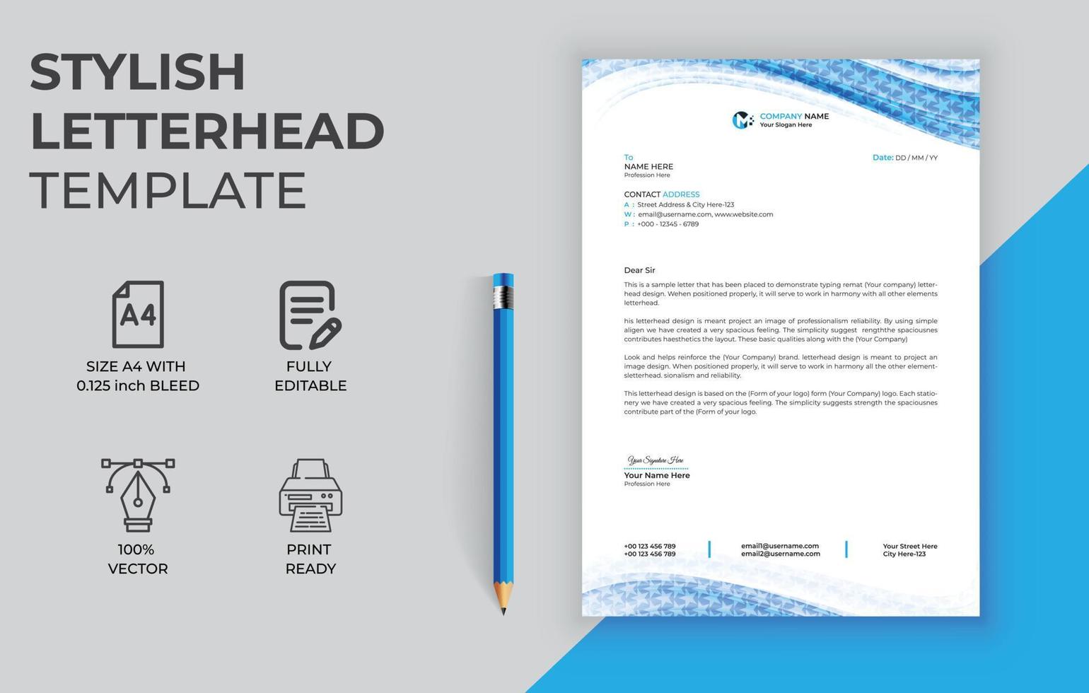 New and Corporate letterhead template design vector