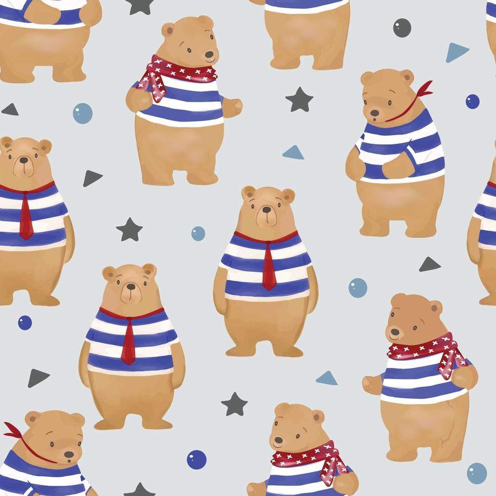 Cute teddy bear family seamless pattern vector