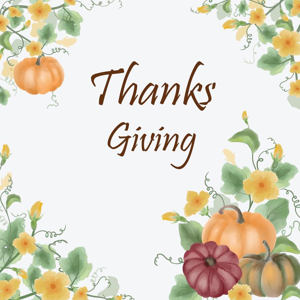 pumpkin thanks giving card. vector