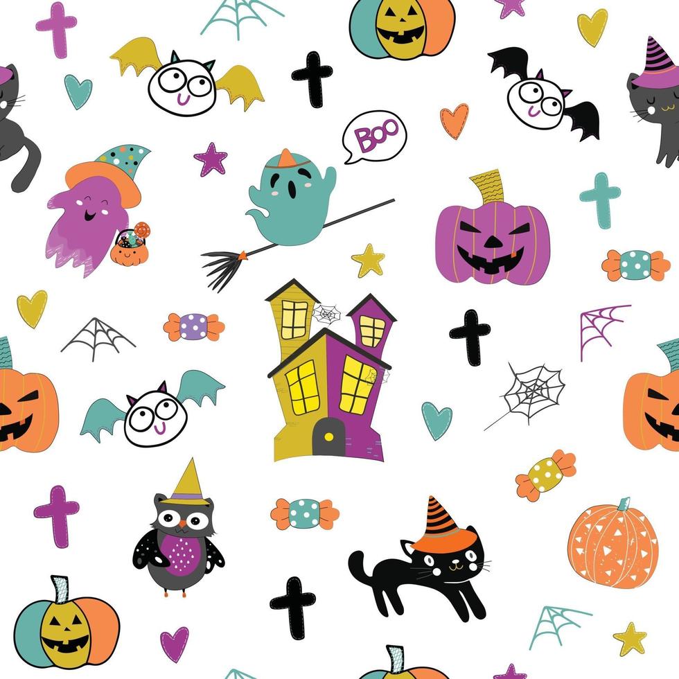 Cute halloween pattern seamless pattern vector