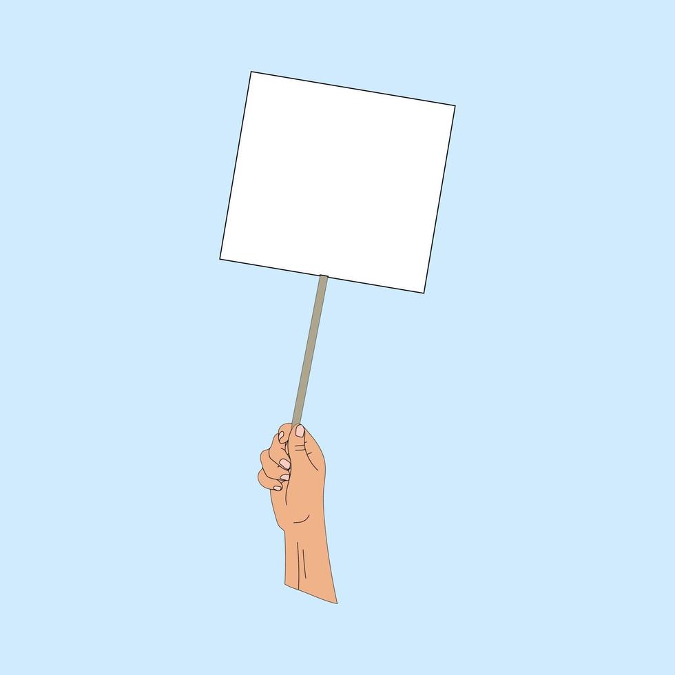 Hand holding a poster, vector illustration of hand draw