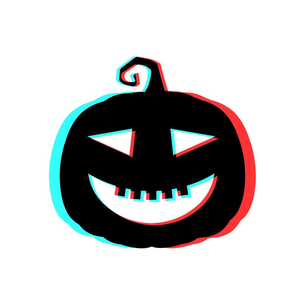 Halloween scary pumpkin with 3d effect and blue and red colors vector